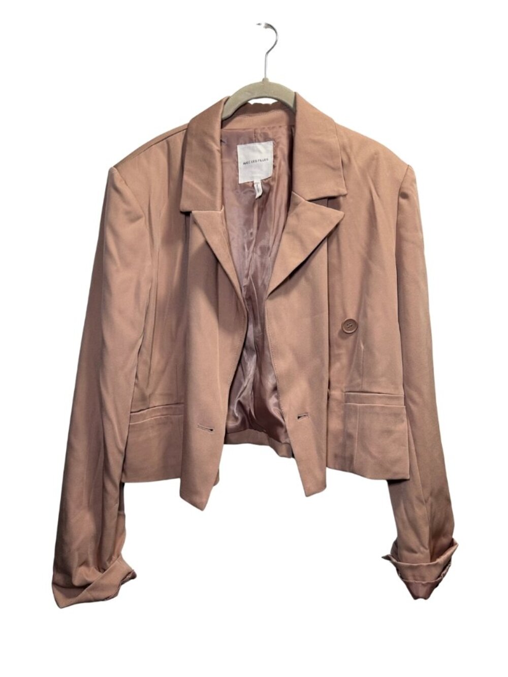 Avec Les Filles Taupe Cropped Blazer Size Large